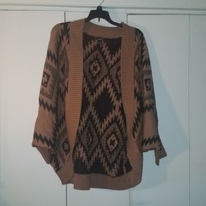 Brown / tan / black knitted shrug - Medium